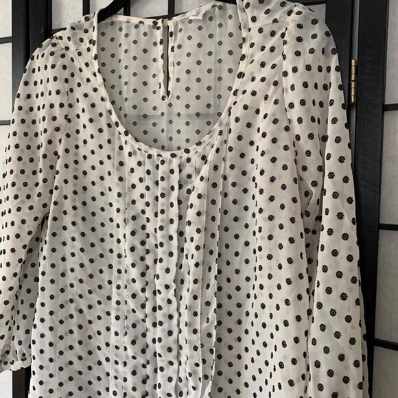 Anthropologie White & Black Polkadot Blouse - Picture 2 of 8